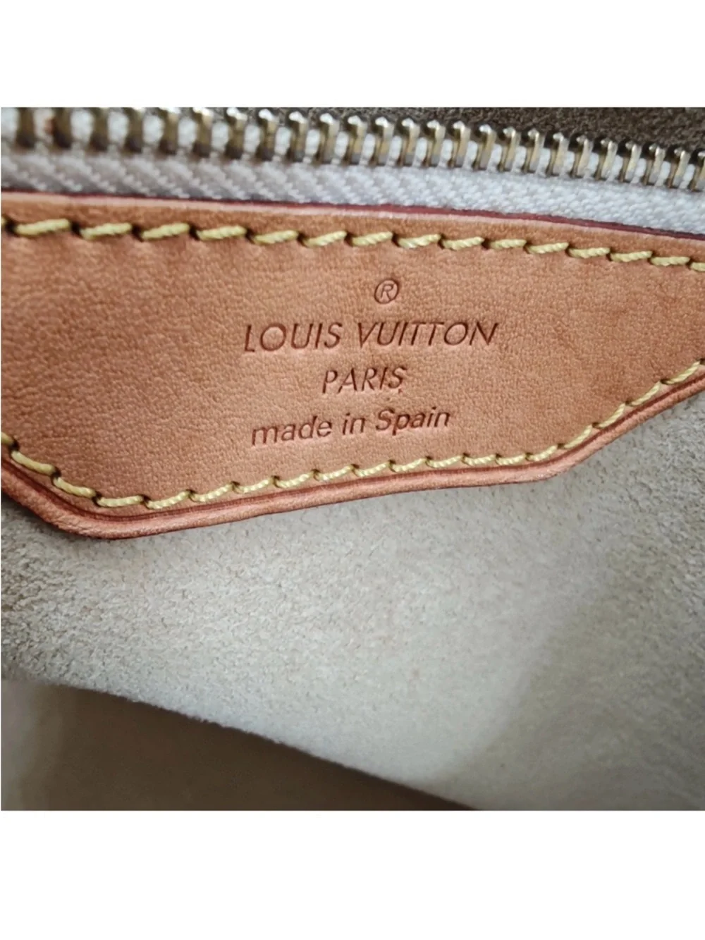 Louis Vuitton Damier Azur Check Canvas Tote with Tan Leather & Gold Hardware - Picture 2 of 14